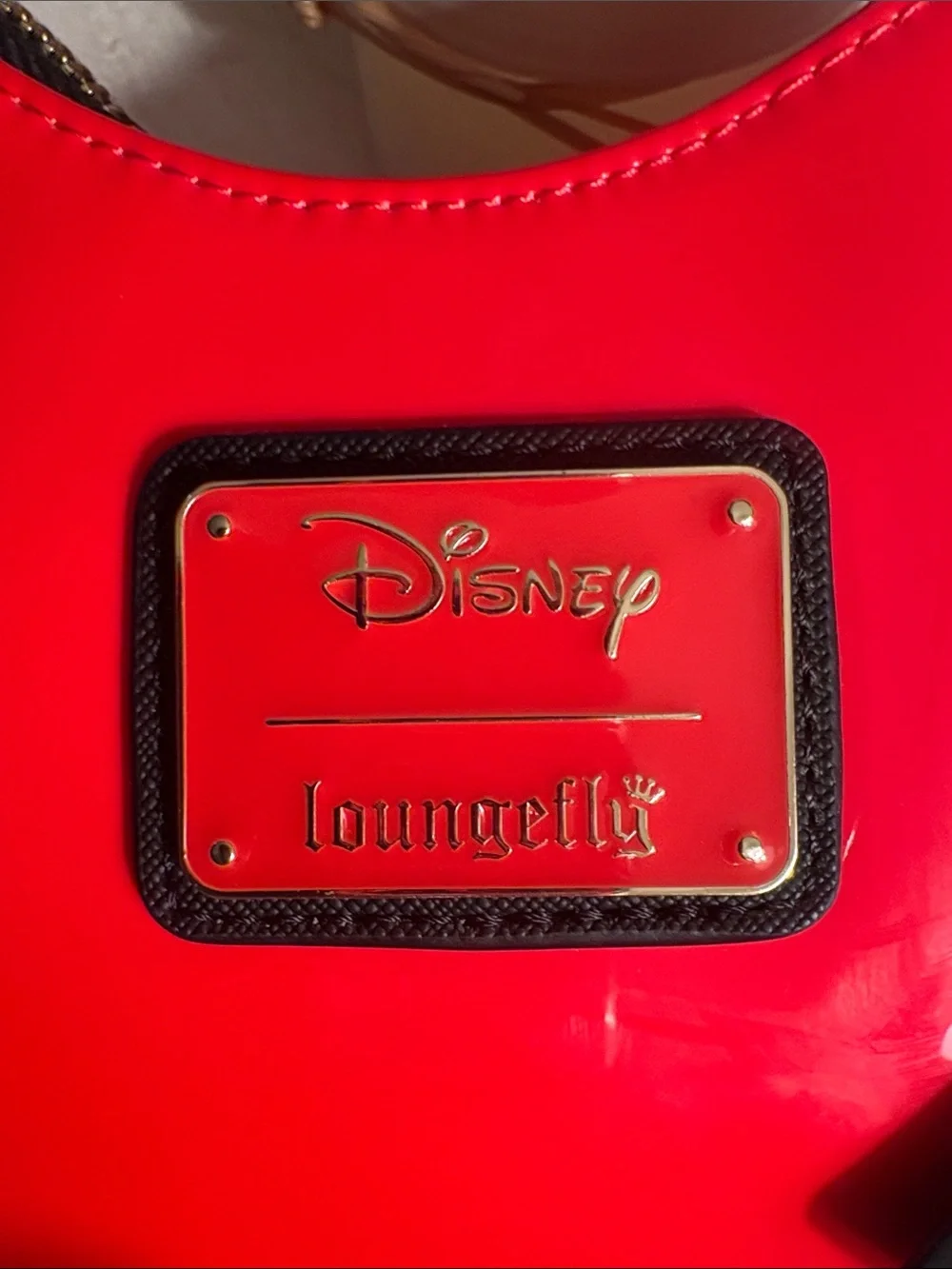 Loungefly Red Patent Disney Logo Crossbody